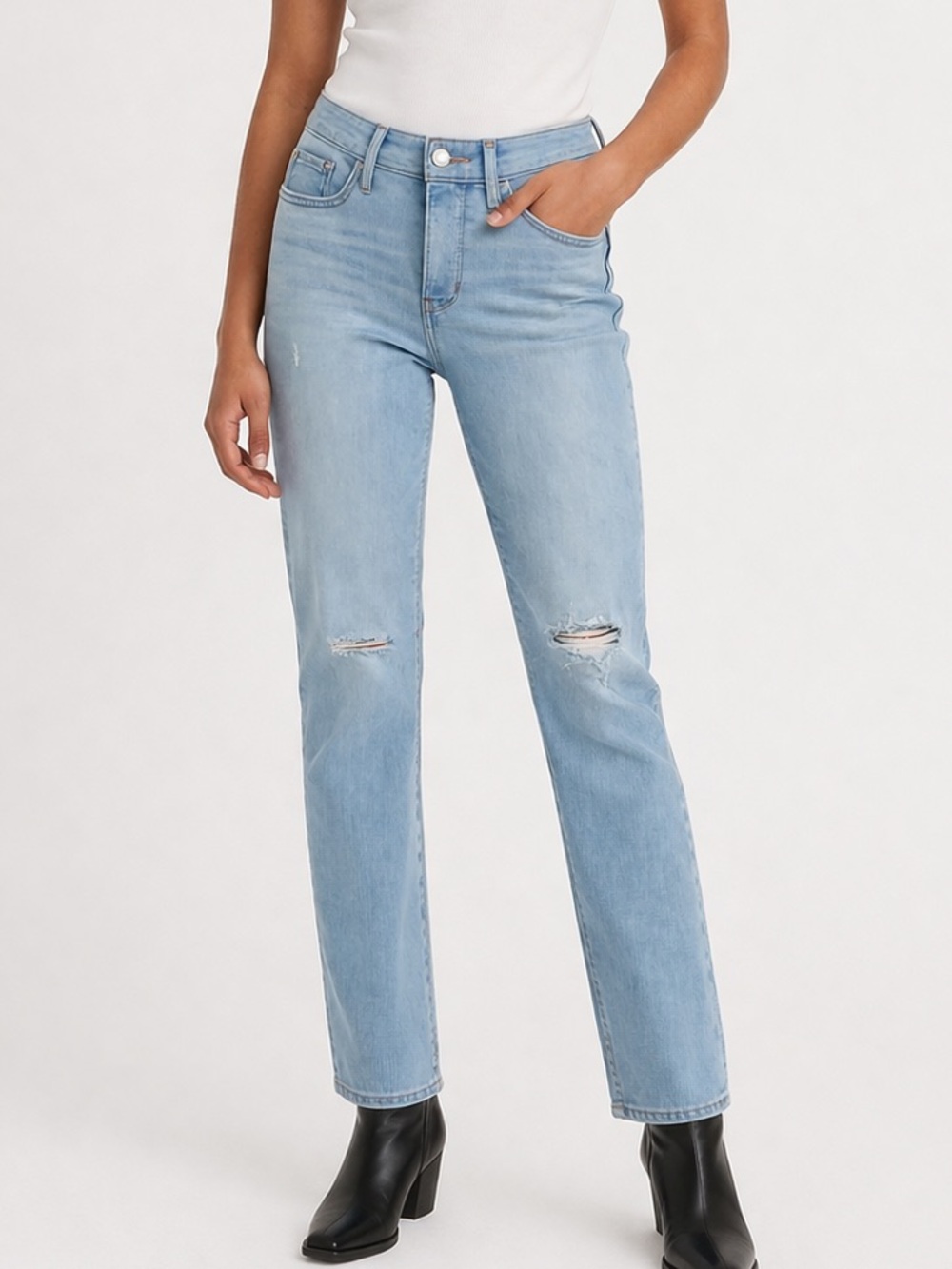 Levi's 314 Shaping Straight Leg Jeans with Knee Distress